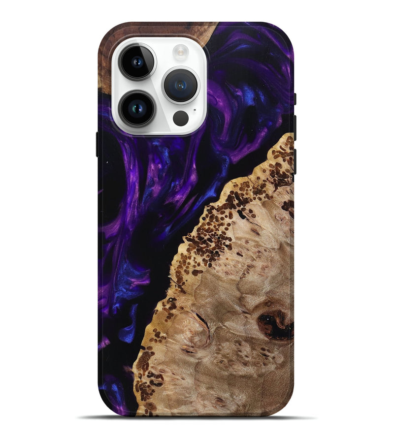 iPhone 15 Pro Max Wood+Resin Live Edge Phone Case - Abigail (Purple, 697641)