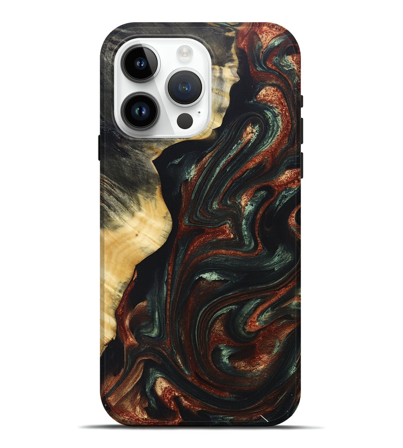 iPhone 15 Pro Max Wood+Resin Live Edge Phone Case - Victor (Green, 697644)