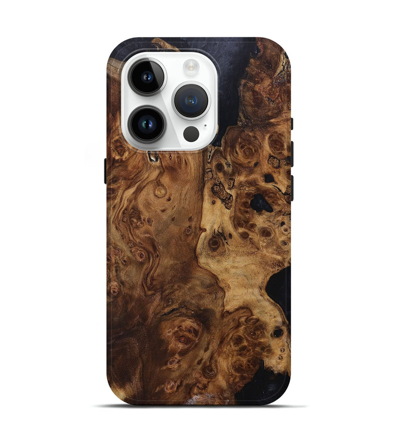 iPhone 15 Pro Wood+Resin Live Edge Phone Case - Elisabeth (Pure Black, 697650)