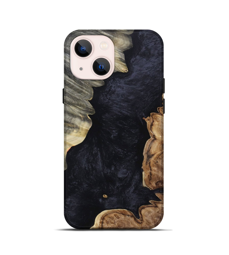 iPhone 13 mini Wood+Resin Live Edge Phone Case - Felicity (Pure Black, 697651)