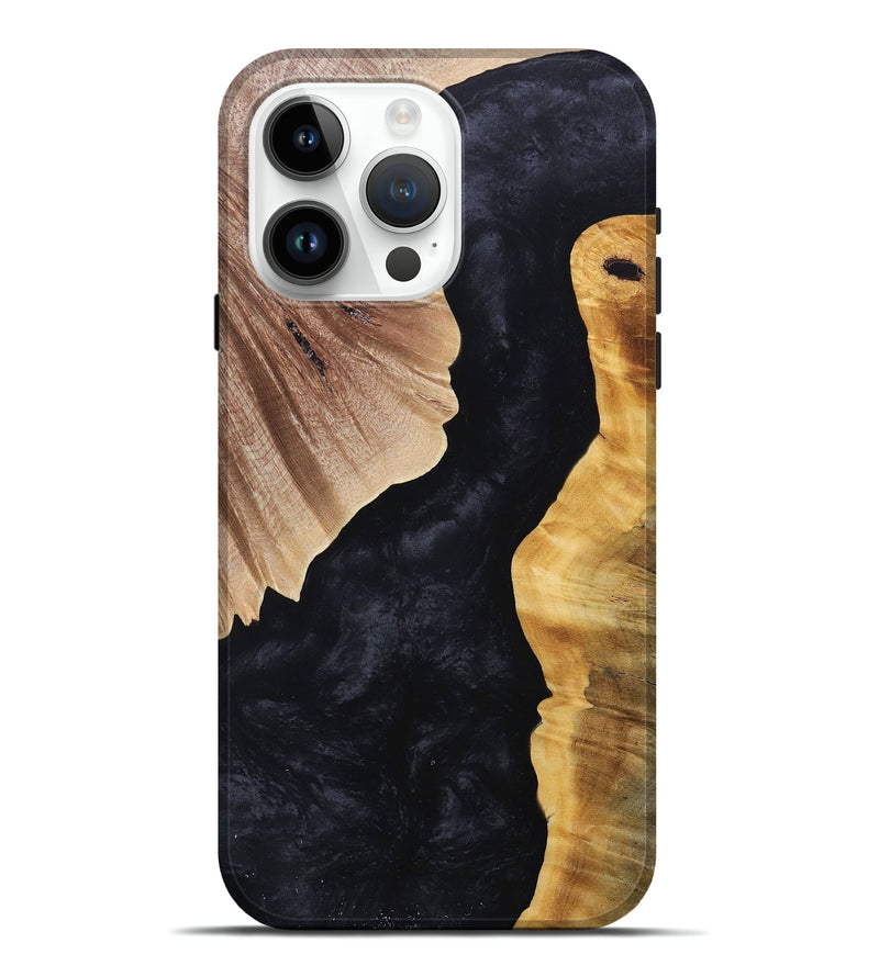 iPhone 15 Pro Max Wood+Resin Live Edge Phone Case - Walker (Pure Black, 697652)