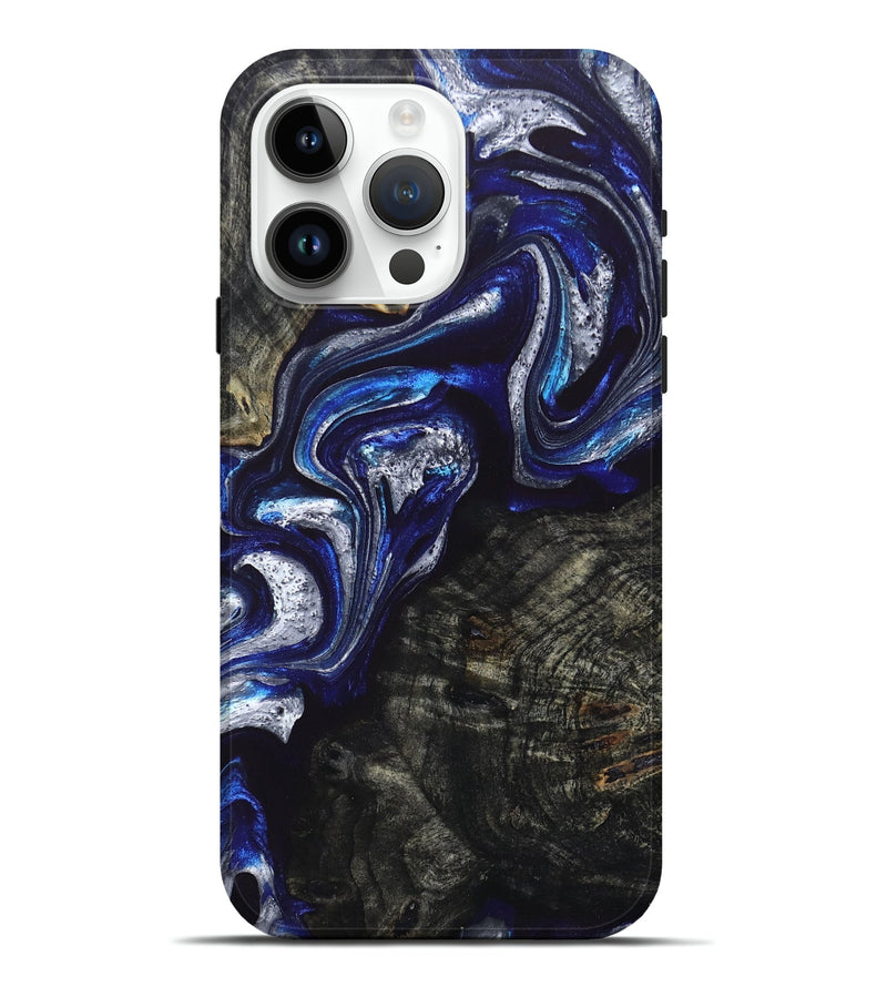 iPhone 15 Pro Max Wood+Resin Live Edge Phone Case - Sonya (Blue, 697921)