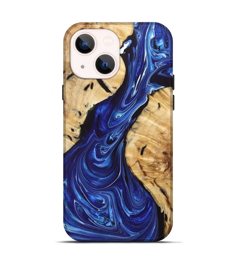 iPhone 14 Wood+Resin Live Edge Phone Case - Brooklyn (Blue, 697922)