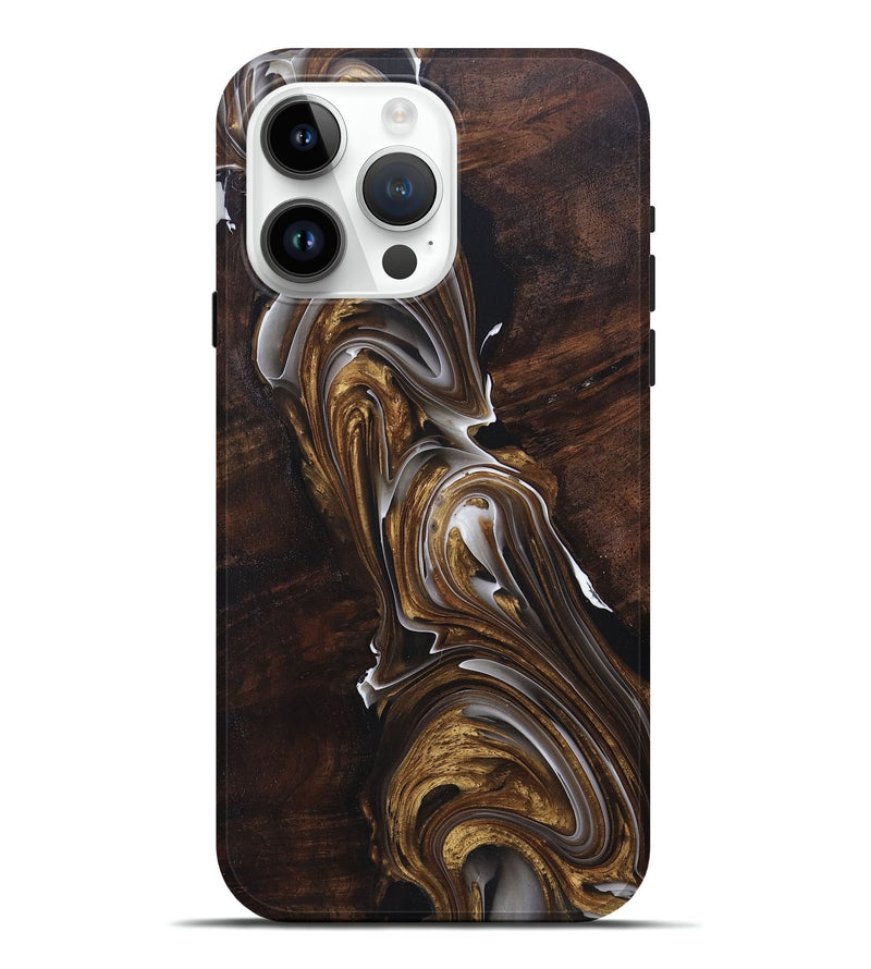 iPhone 15 Pro Max Wood+Resin Live Edge Phone Case - Christopher (Black & White, 697930)