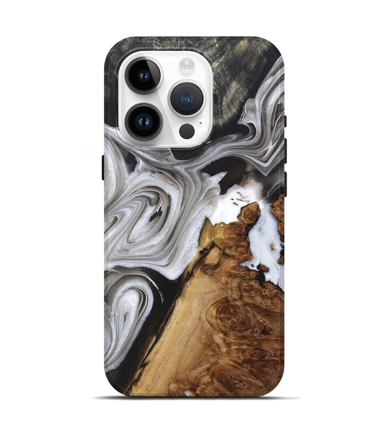 iPhone 15 Pro Wood+Resin Live Edge Phone Case - Mia (Black & White, 697933)
