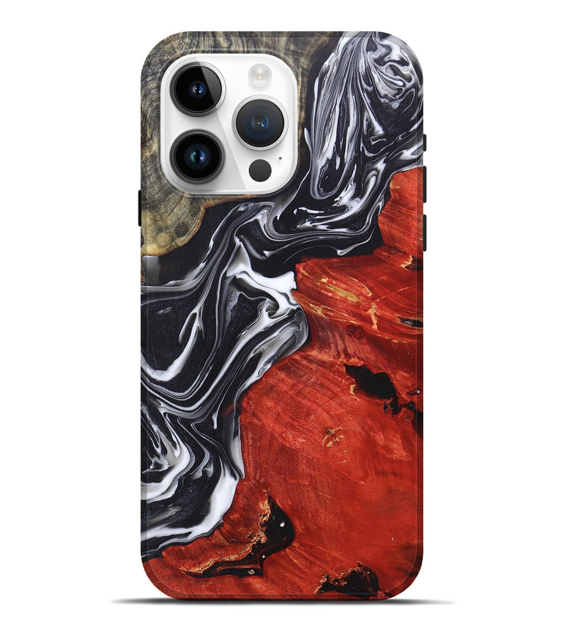 iPhone 15 Pro Max Wood+Resin Live Edge Phone Case - August (Black & White, 697934)