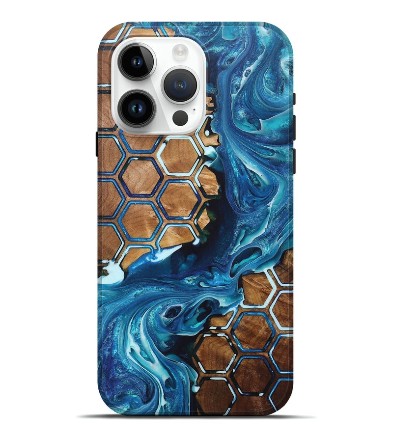 iPhone 15 Pro Max Wood+Resin Live Edge Phone Case - Alvin (Pattern, 697938)