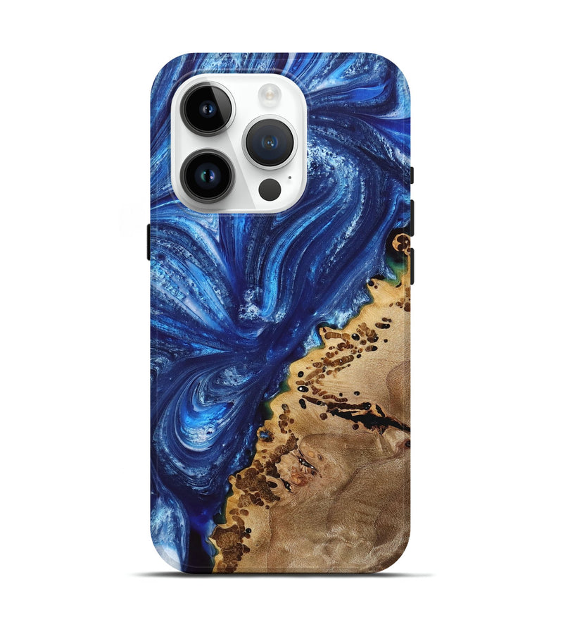 iPhone 15 Pro Wood+Resin Live Edge Phone Case - Darryl (Blue, 697940)
