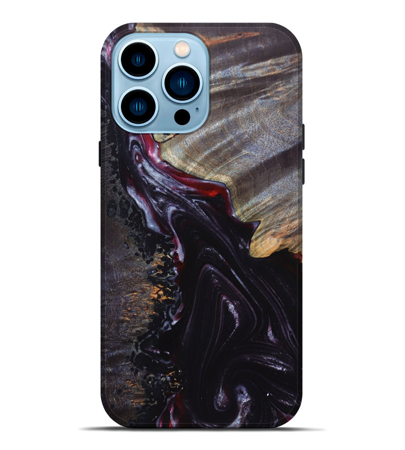 iPhone 14 Pro Max Wood+Resin Live Edge Phone Case - Adele (Red, 697942)