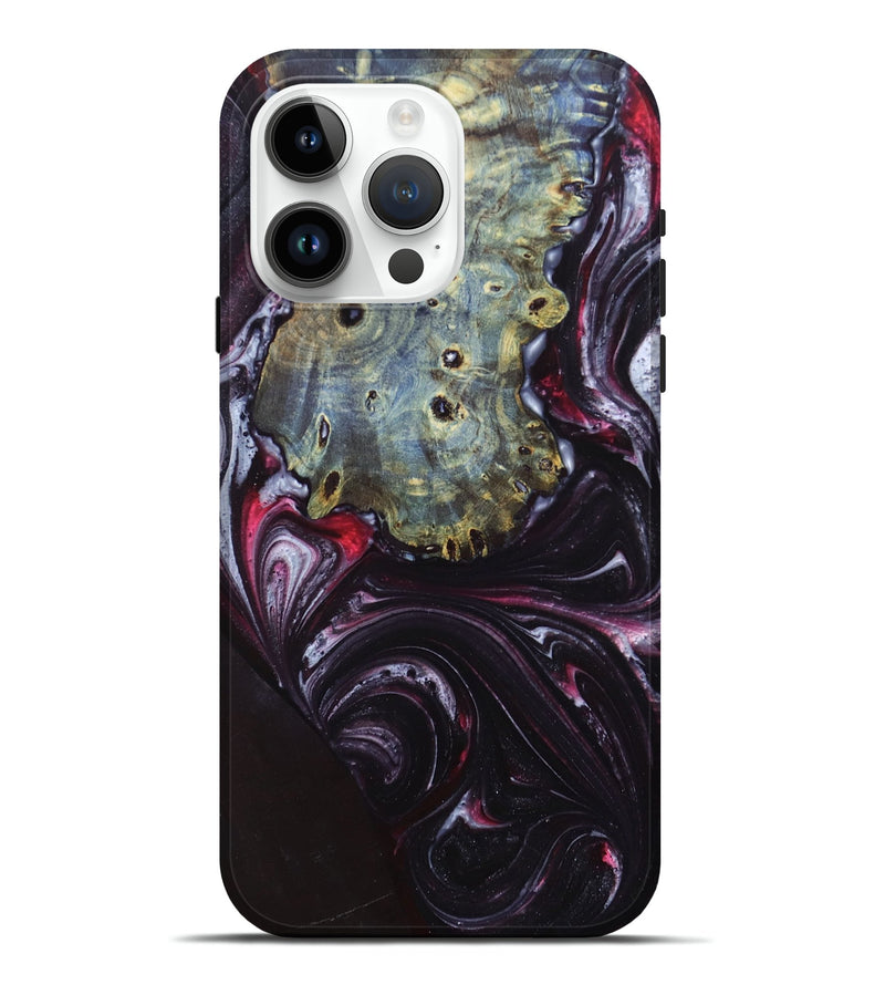 iPhone 15 Pro Max Wood+Resin Live Edge Phone Case - Serena (Red, 697943)