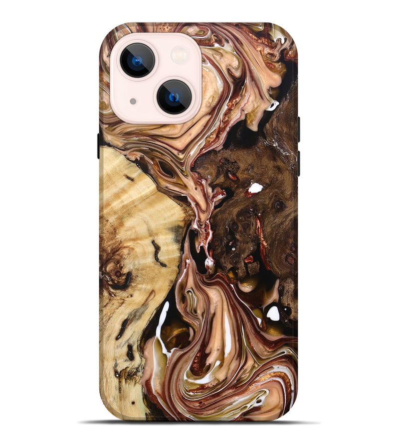 iPhone 14 Plus Wood+Resin Live Edge Phone Case - Kristy (Red, 698201)