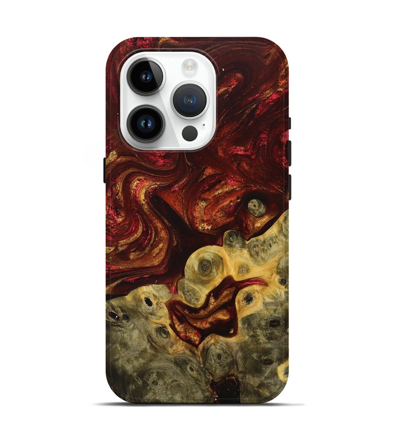iPhone 15 Pro Wood+Resin Live Edge Phone Case - Hannah (Red, 698377)