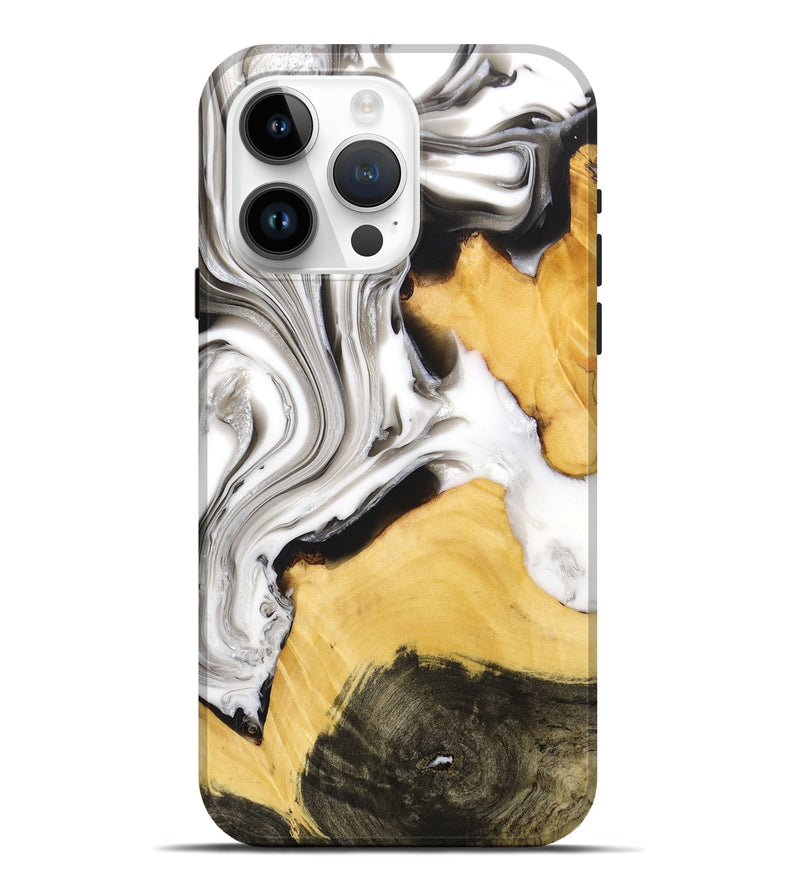 iPhone 15 Pro Max Wood+Resin Live Edge Phone Case - Sloane (Black & White, 698510)