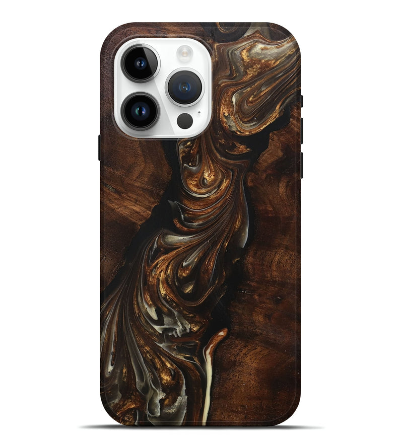 iPhone 15 Pro Max Wood+Resin Live Edge Phone Case - Krystal (Black & White, 698511)
