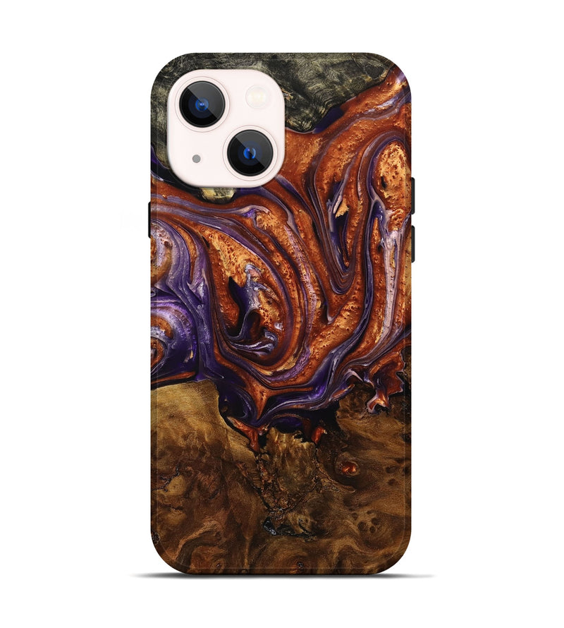 iPhone 14 Wood+Resin Live Edge Phone Case - Alondra (Red, 698521)