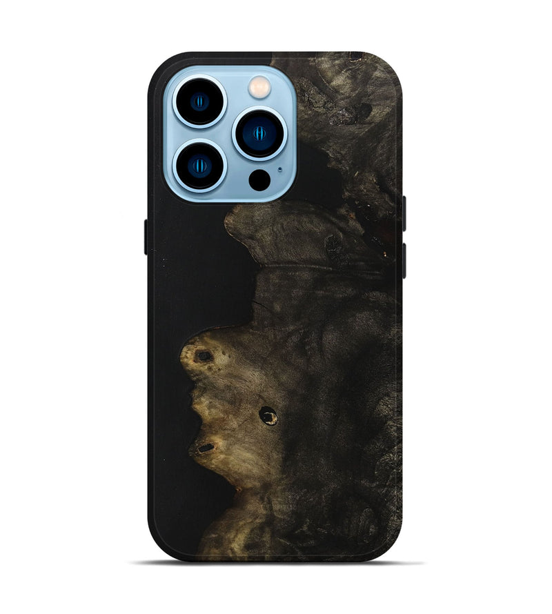 iPhone 14 Pro Wood+Resin Live Edge Phone Case - Cristina (Pure Black, 698617)