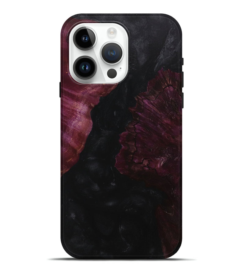 iPhone 15 Pro Max Wood+Resin Live Edge Phone Case - Liliana (Pure Black, 698760)