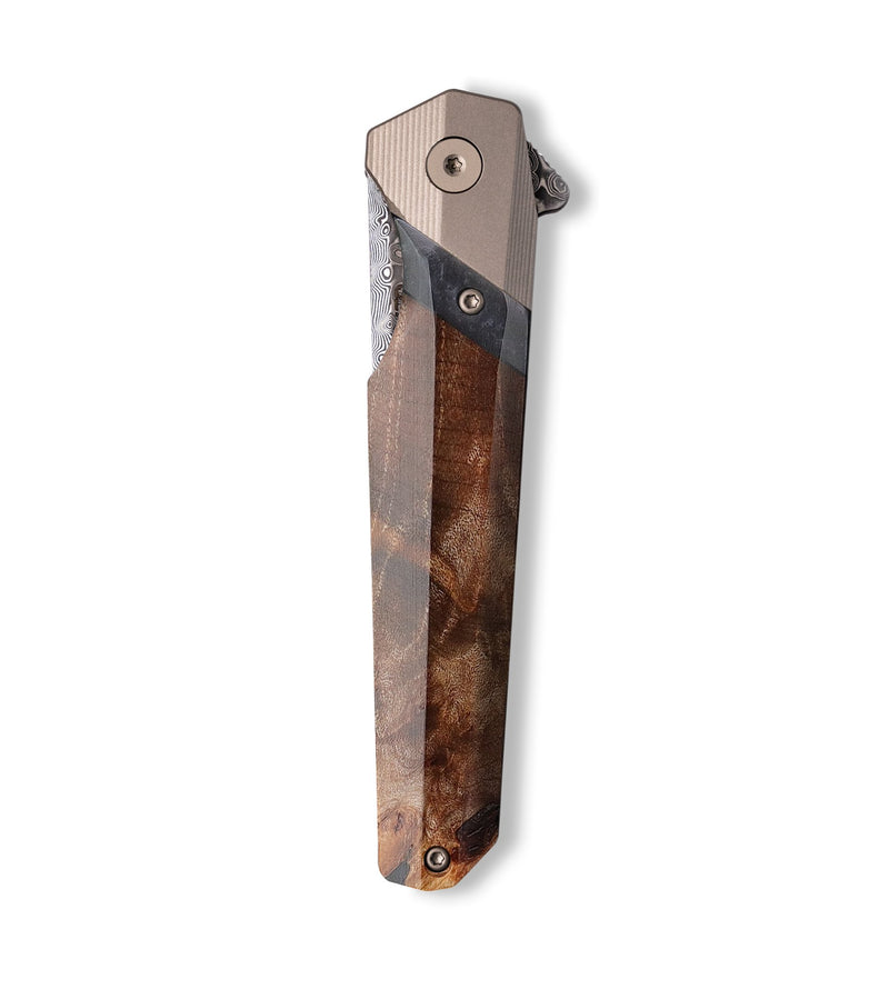 Live Edge Wood+Resin Pocket Knife - Iker (Wood Burl, 698791)
