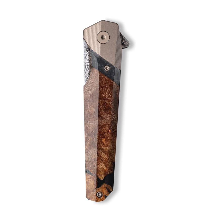 Live Edge Wood+Resin Pocket Knife - Landen (Wood Burl, 698792)