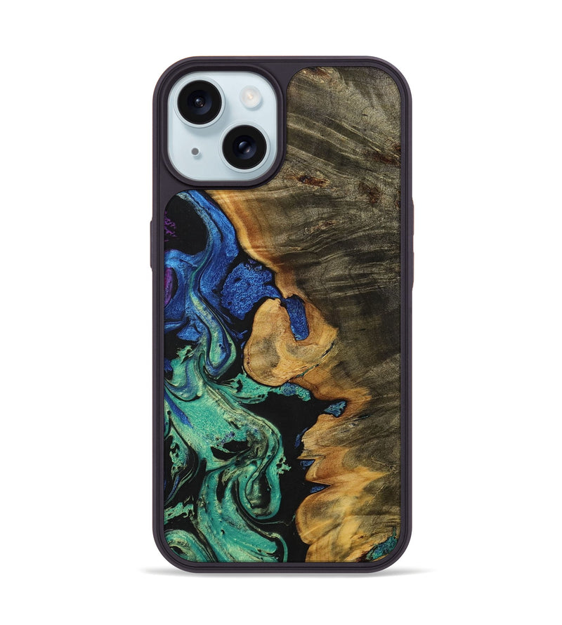 iPhone 15 Wood+Resin Phone Case - Anna (Ombre, 699021)