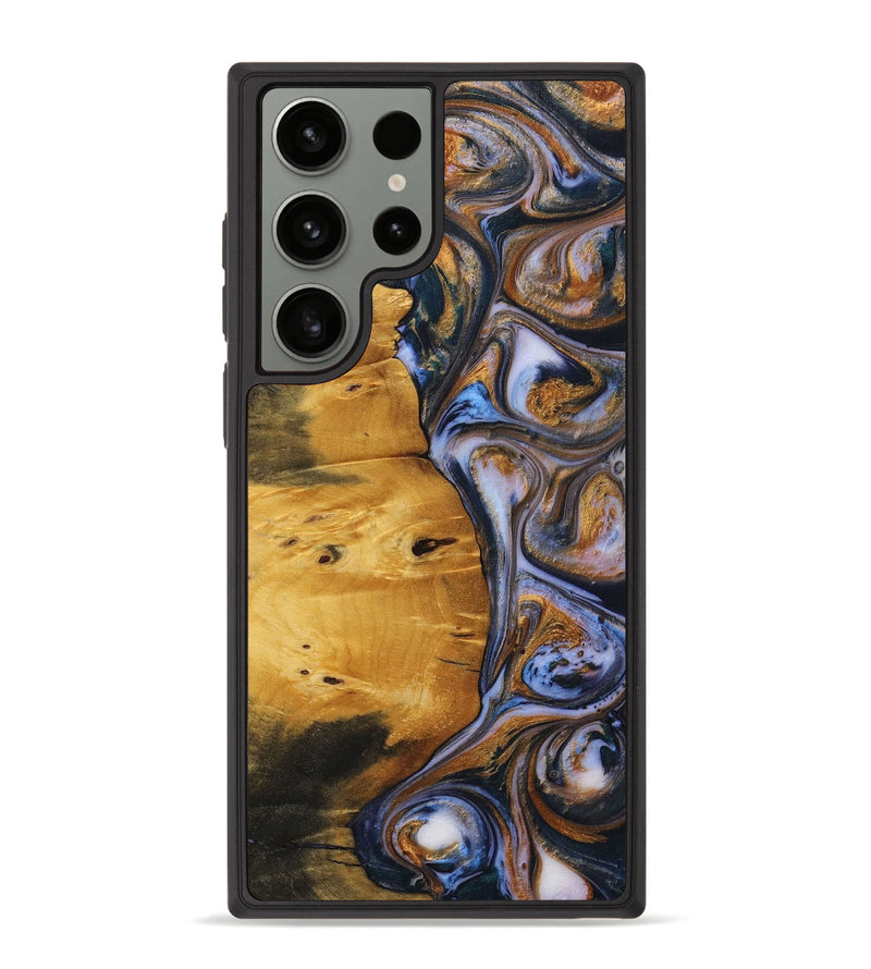 Galaxy S23 Ultra Wood+Resin Phone Case - Elle (Teal & Gold, 699078)