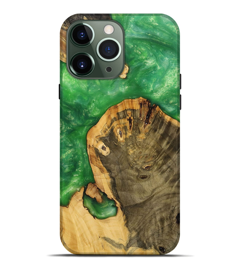 iPhone 13 Pro Max Wood+Resin Live Edge Phone Case - Eduardo (Green, 699448)