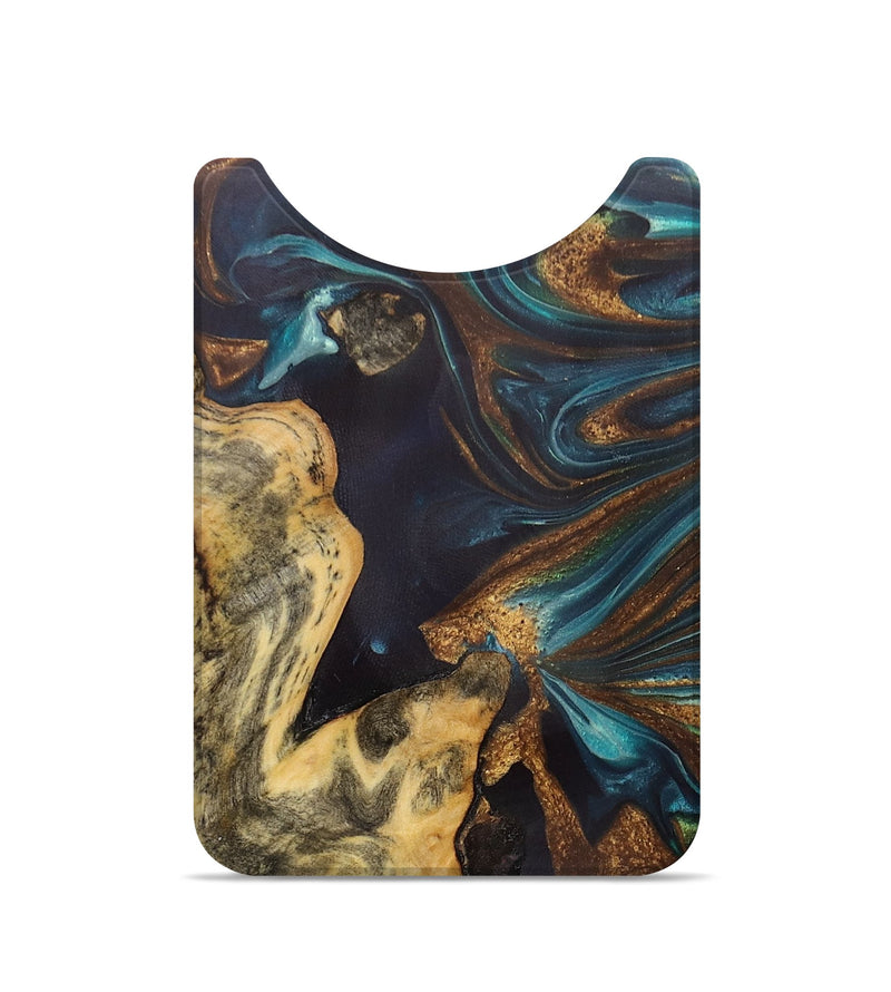 Live Edge Wood+Resin Wallet - Miranda (Teal & Gold, 699717)