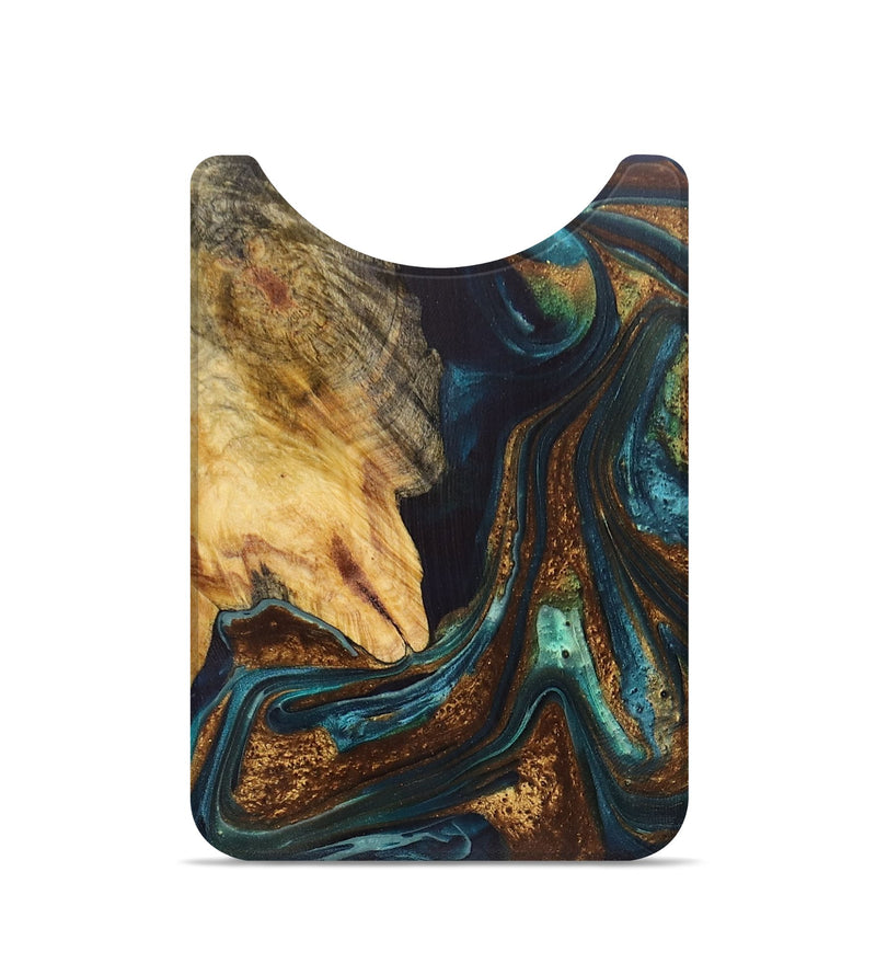 Live Edge Wood+Resin Wallet - Grady (Teal & Gold, 699718)