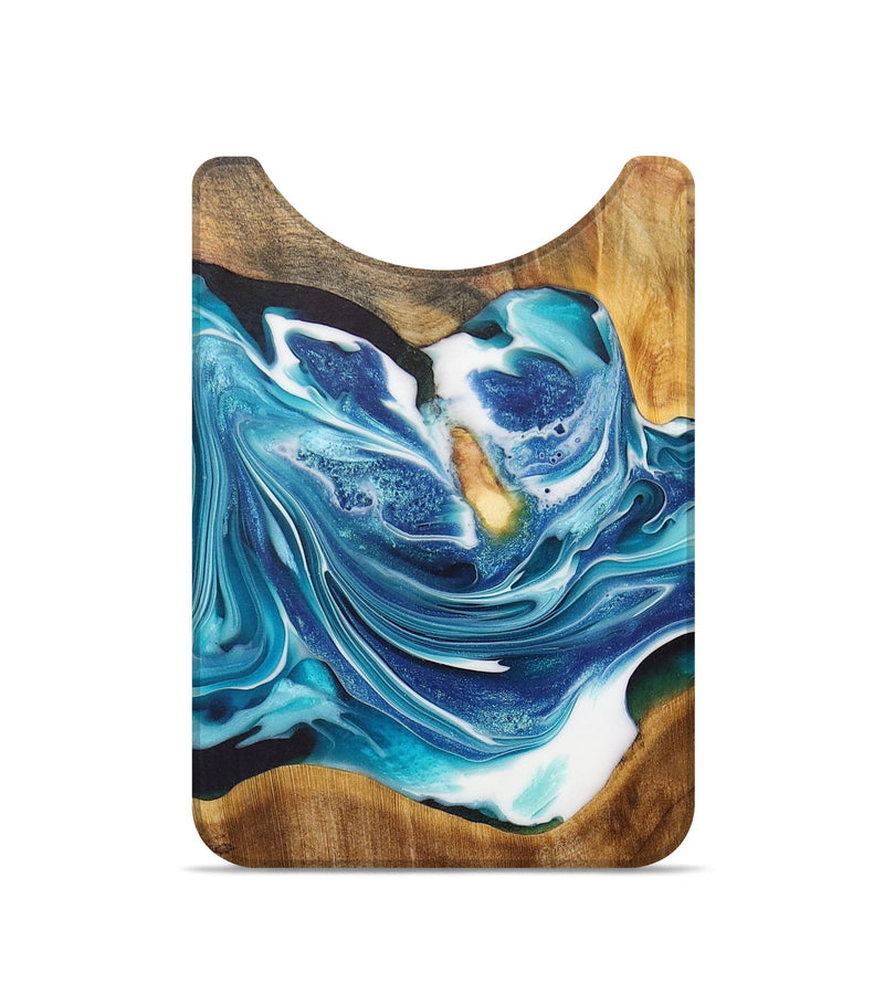 Live Edge Wood+Resin Wallet - Celeste (Blue, 699724)