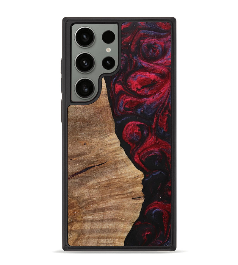 Galaxy S23 Ultra Wood+Resin Phone Case - Audra (Red, 700102)