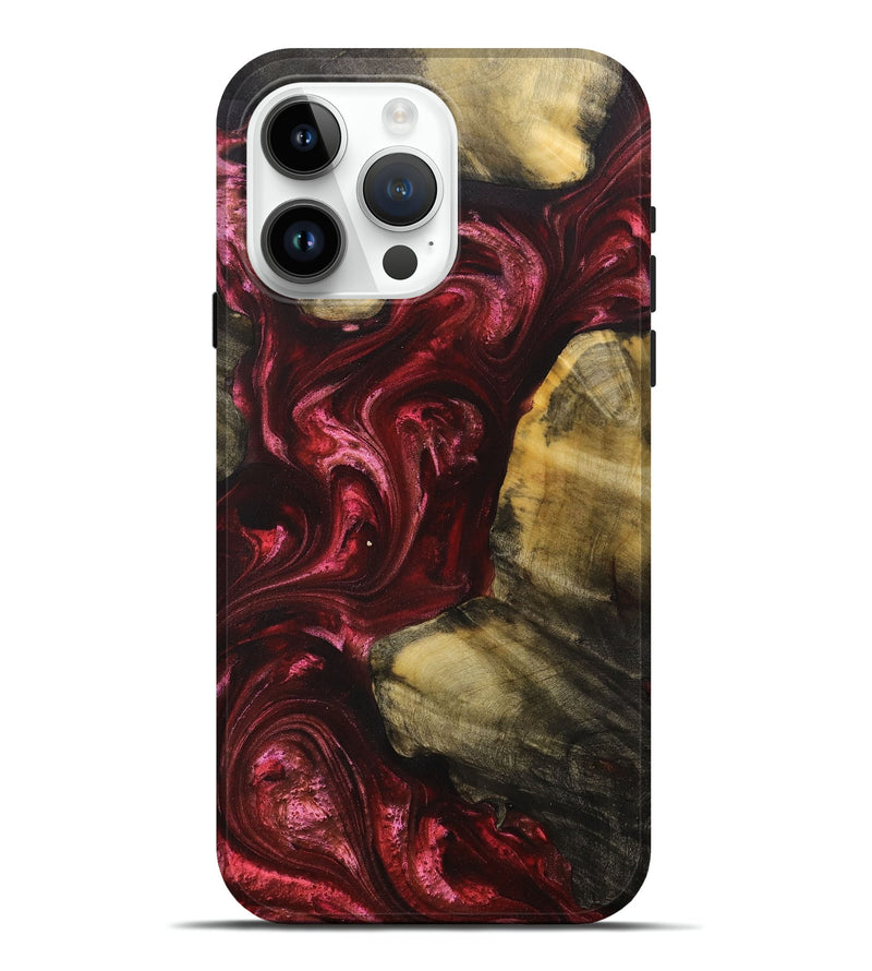 iPhone 15 Pro Max Wood+Resin Live Edge Phone Case - Dina (Red, 700231)