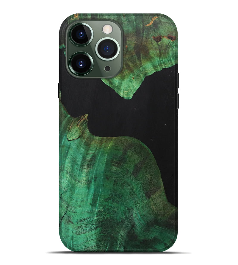 iPhone 13 Pro Max Wood+Resin Live Edge Phone Case - Larry (Pure Black, 700612)