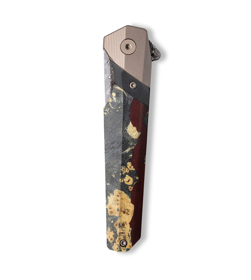 Live Edge  Pocket Knife - Ethan (Wood Burl, 700651)
