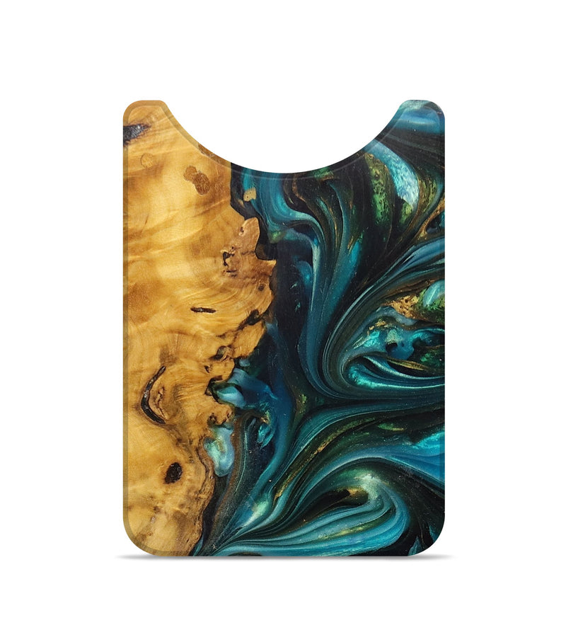 Live Edge Wood+Resin Wallet - Tanya (Teal & Gold, 700721)