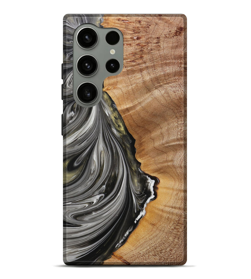Galaxy S24 Ultra Wood+Resin Live Edge Phone Case - Estelle (Black & White, 700729)
