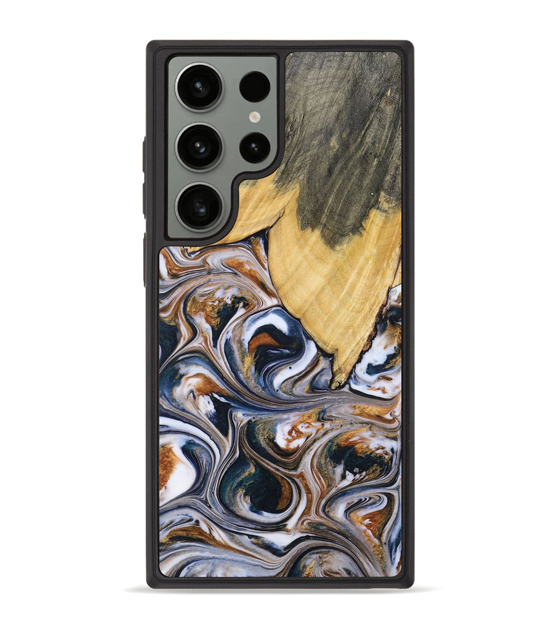Galaxy S23 Ultra Wood+Resin Phone Case - Sylvia (Black & White, 700830)
