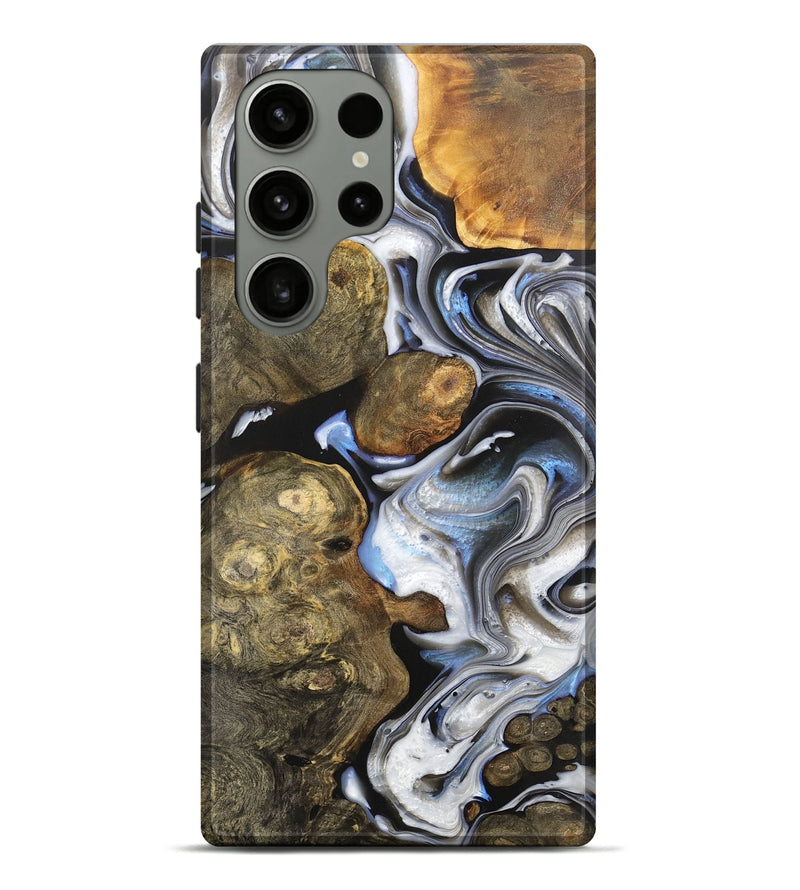 Galaxy S23 Ultra Wood+Resin Live Edge Phone Case - Scarlet (Black & White, 700870)