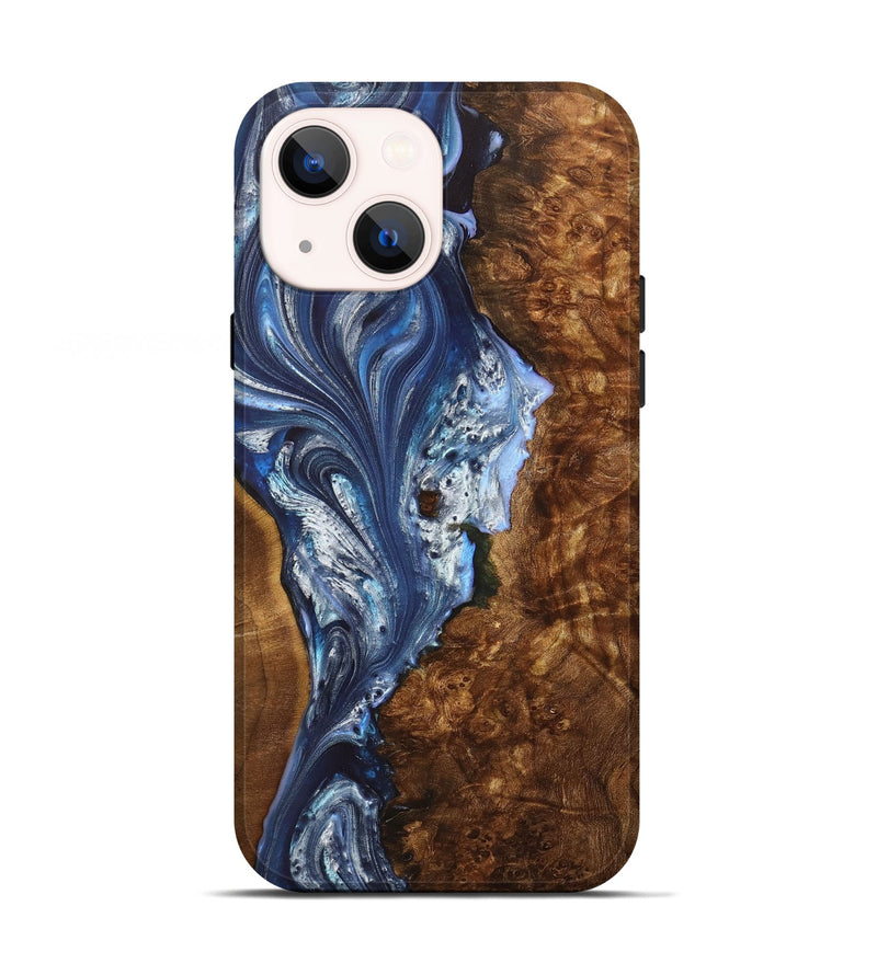 iPhone 13 Wood+Resin Live Edge Phone Case - Marely (Blue, 700872)