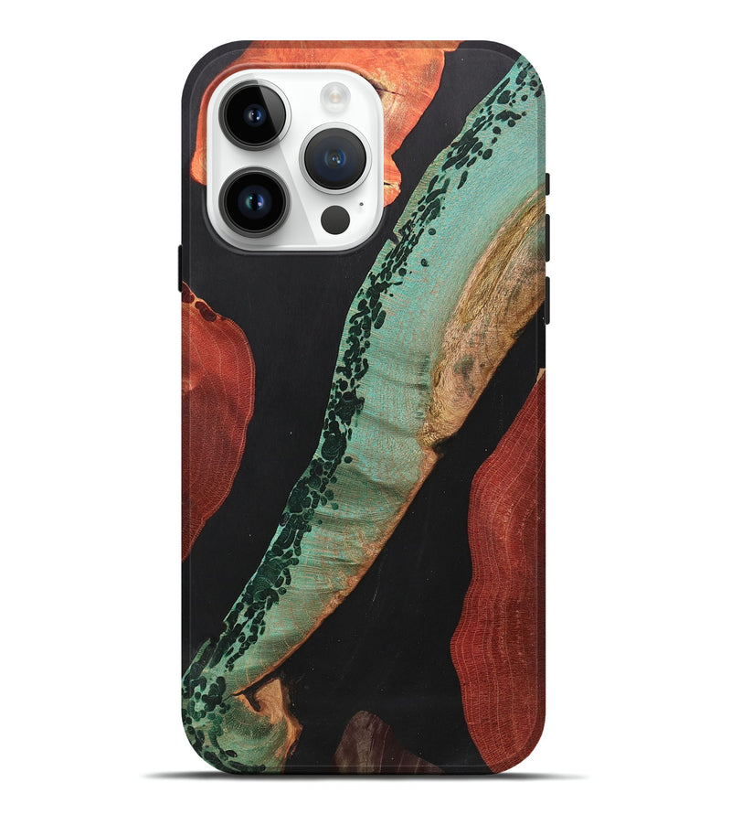 iPhone 15 Pro Max Wood+Resin Live Edge Phone Case - Kelsey (Pure Black, 700887)