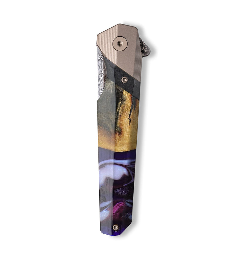 Live Edge Wood+Resin Pocket Knife - Gayle (Purple, 700908)