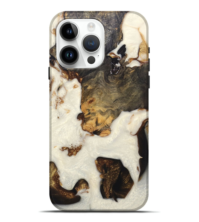 iPhone 15 Pro Max Wood+Resin Live Edge Phone Case - Michael (Black & White, 700921)