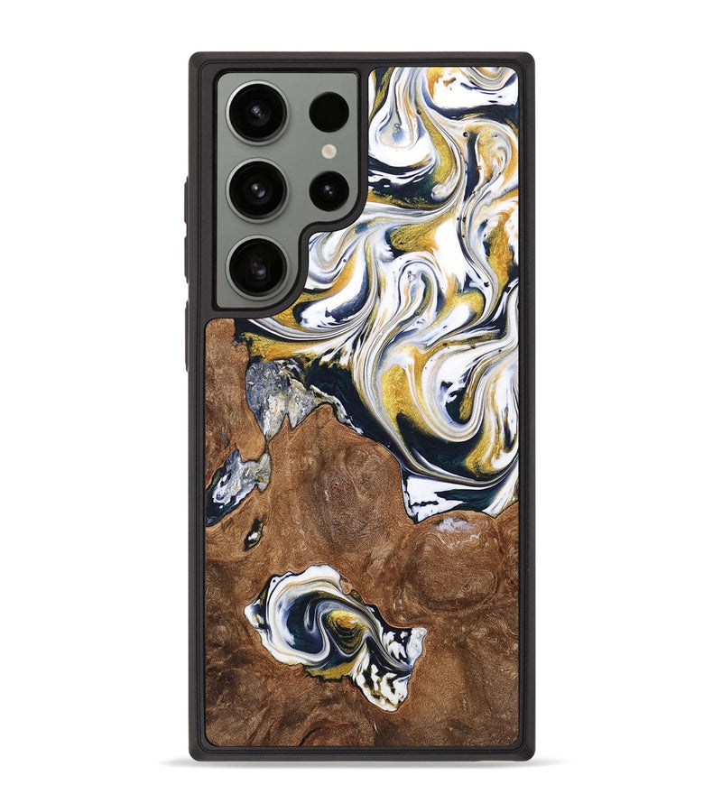 Galaxy S23 Ultra Wood+Resin Phone Case - Annette (Teal & Gold, 701377)