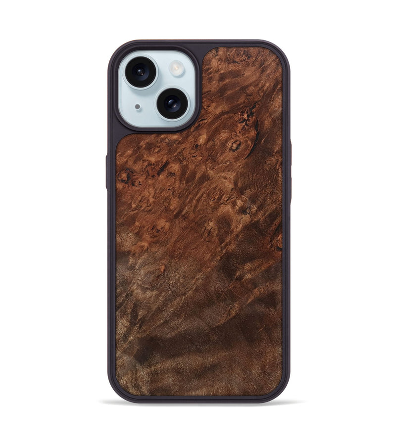 iPhone 15 Wood+Resin Phone Case - Sherry (Wood Burl, 701421)