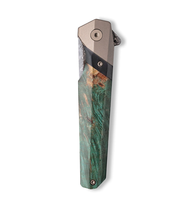 Live Edge Wood+Resin Pocket Knife - Londyn (Wood Burl, 701441)