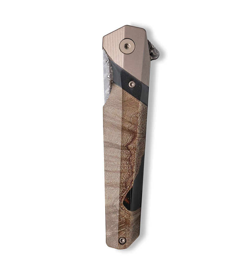 Live Edge Wood+Resin Pocket Knife - Tyrone (Wood Burl, 701516)
