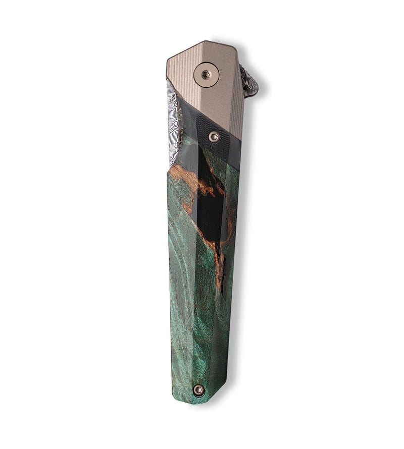 Live Edge Wood+Resin Pocket Knife - Abby (Wood Burl, 701537)