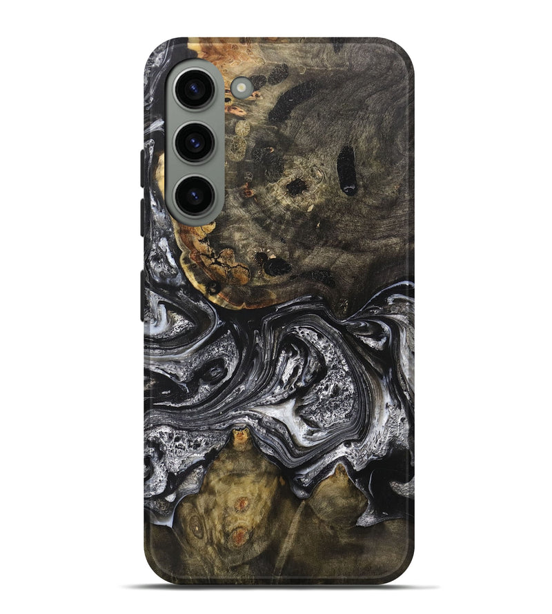 Galaxy S23 Plus Wood+Resin Live Edge Phone Case - Aylin (Black & White, 701643)