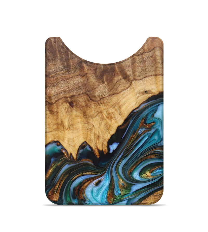 Live Edge Wood+Resin Wallet - Francisco (Teal & Gold, 701653)
