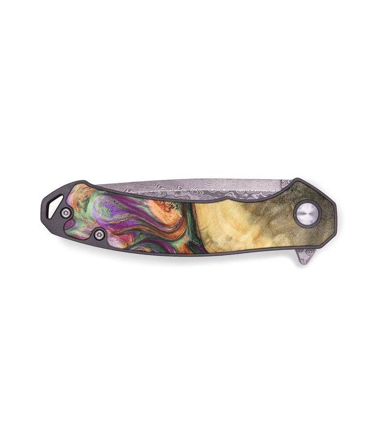 EDC Wood+Resin Pocket Knife - Samara (Teal & Gold, 701819)