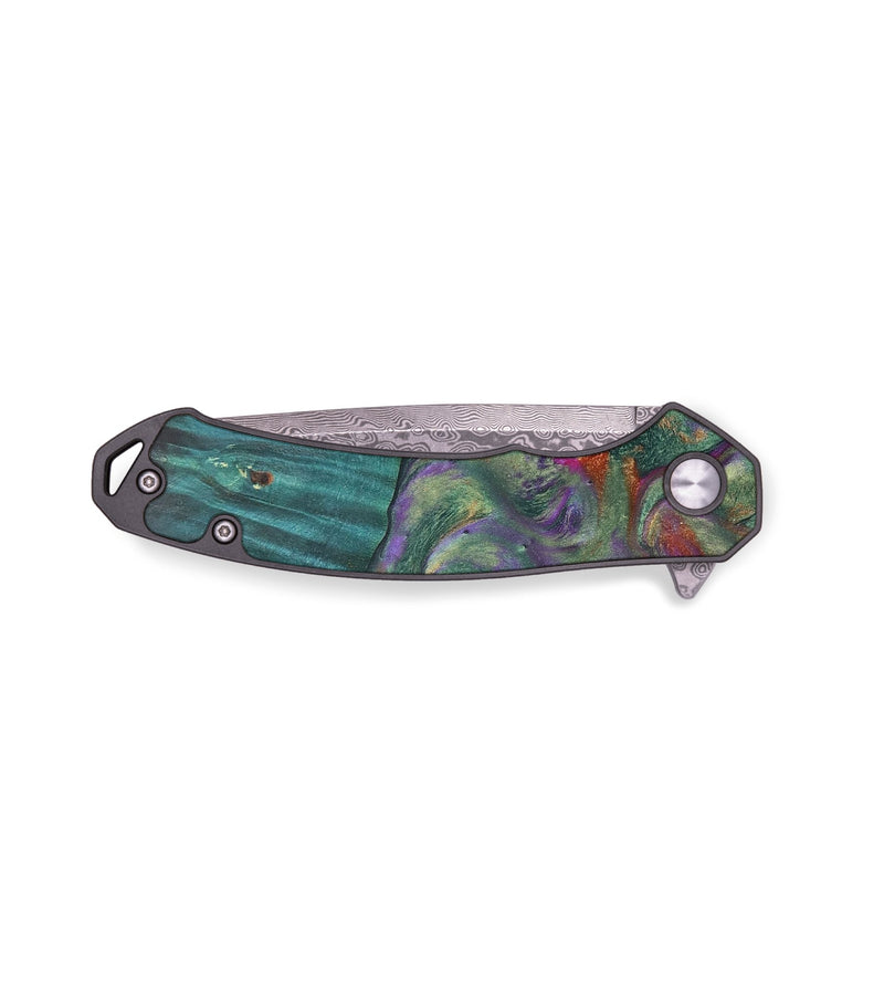 EDC Wood+Resin Pocket Knife - Carlos (Teal & Gold, 701820)